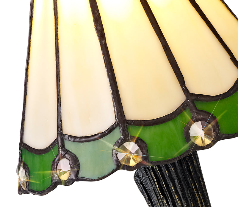 Regal Lighting SL-2072 1 Light Tiffany Table Lamp 15cm Cream And Green With Clear Crystal Shade
