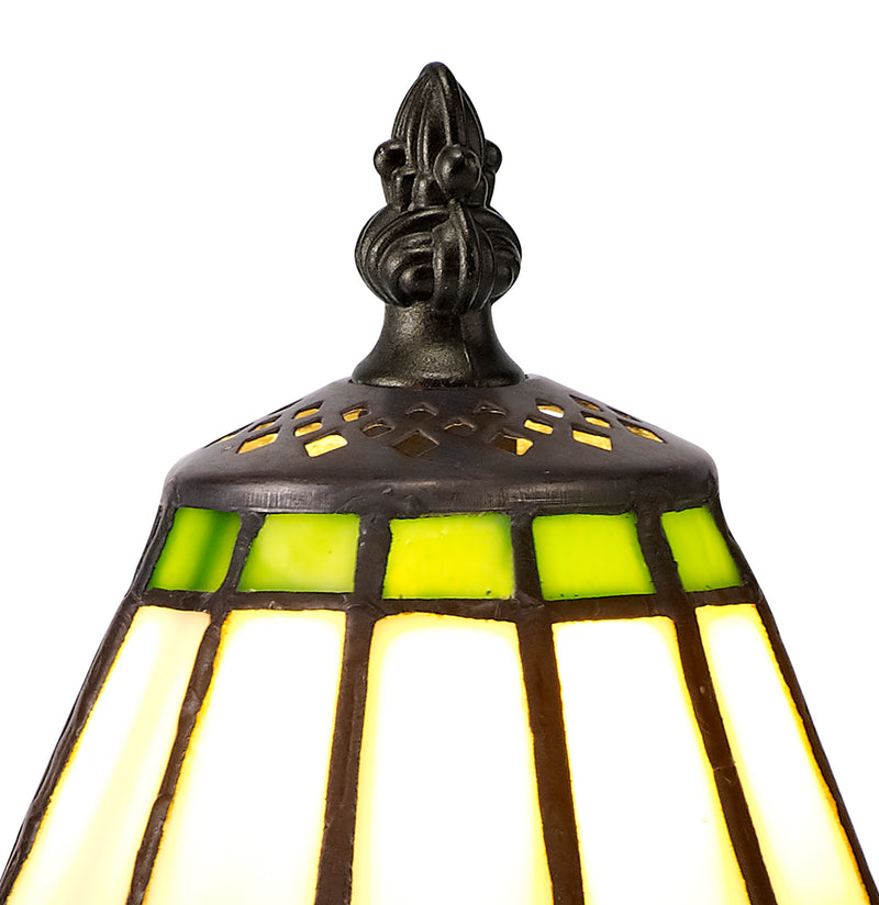 Regal Lighting SL-2072 1 Light Tiffany Table Lamp 15cm Cream And Green With Clear Crystal Shade
