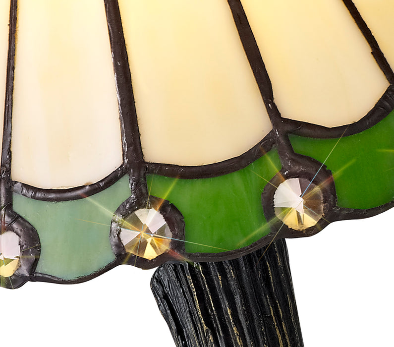 Regal Lighting SL-2072 1 Light Tiffany Table Lamp 15cm Cream And Green With Clear Crystal Shade