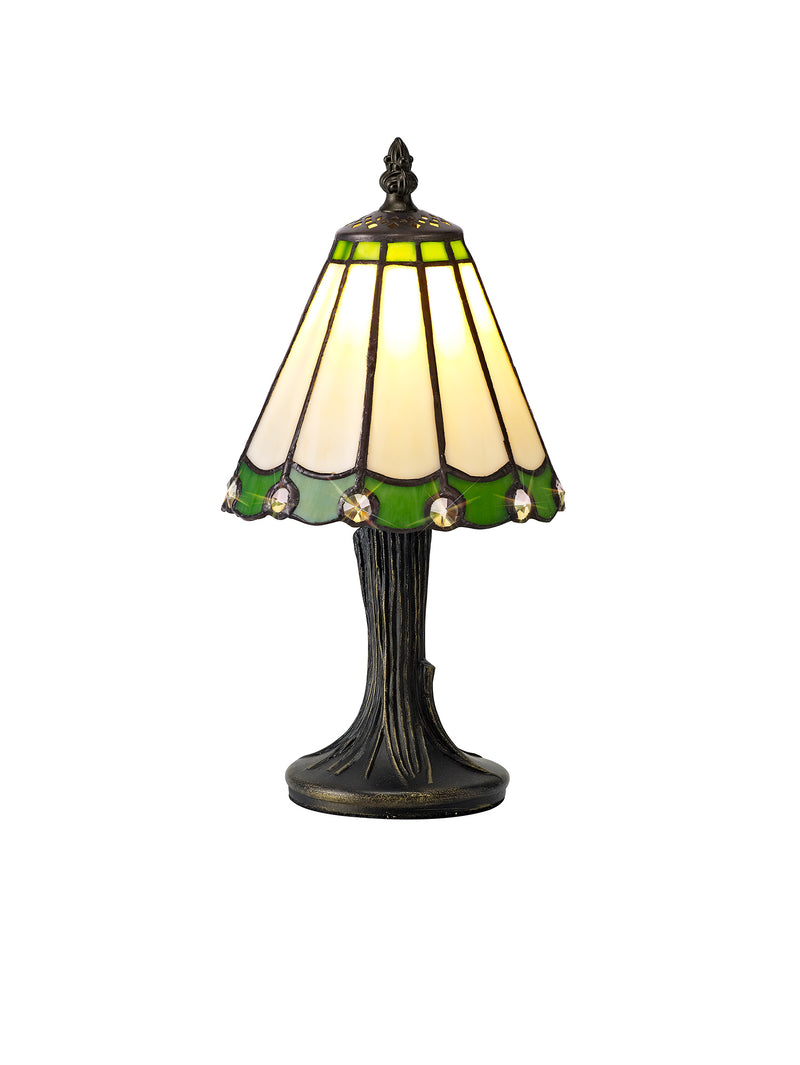 Regal Lighting SL-2072 1 Light Tiffany Table Lamp 15cm Cream And Green With Clear Crystal Shade