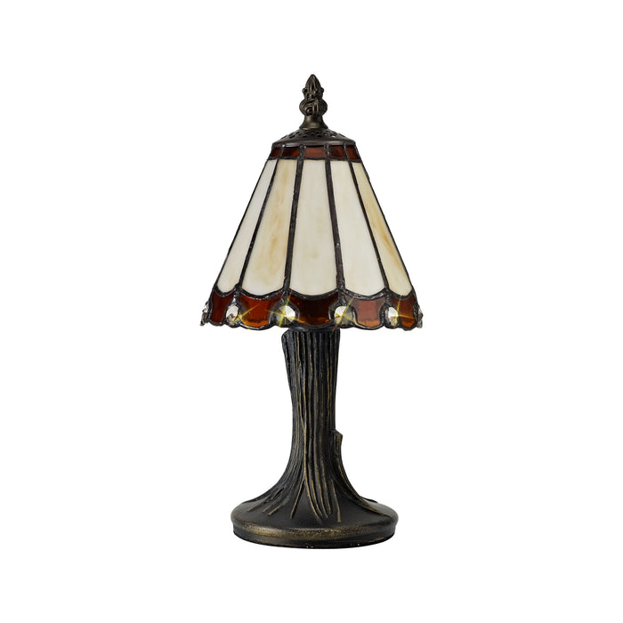 Regal Lighting SL-2066 1 Light Tiffany Table Lamp 15cm Cream And Brown With Clear Crystal Shade