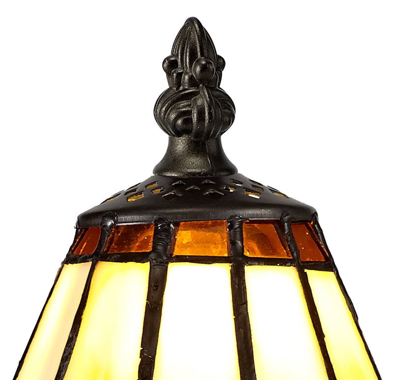 Regal Lighting SL-2066 1 Light Tiffany Table Lamp 15cm Cream And Brown With Clear Crystal Shade