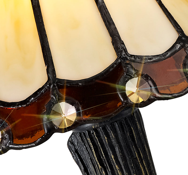 Regal Lighting SL-2066 1 Light Tiffany Table Lamp 15cm Cream And Brown With Clear Crystal Shade