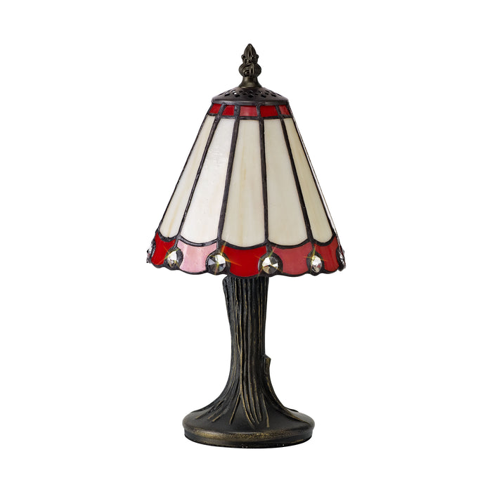 Regal Lighting SL-2065 1 Light Tiffany Table Lamp 15cm Cream And Red With Clear Crystal Shade