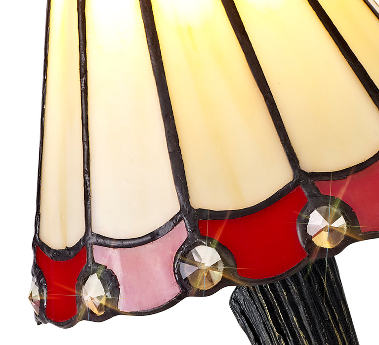 Regal Lighting SL-2065 1 Light Tiffany Table Lamp 15cm Cream And Red With Clear Crystal Shade