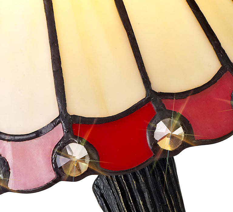 Regal Lighting SL-2065 1 Light Tiffany Table Lamp 15cm Cream And Red With Clear Crystal Shade