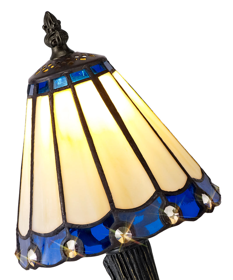 Regal Lighting SL-2064 1 Light Tiffany Table Lamp 15cm Cream And Blue With Clear Crystal Shade