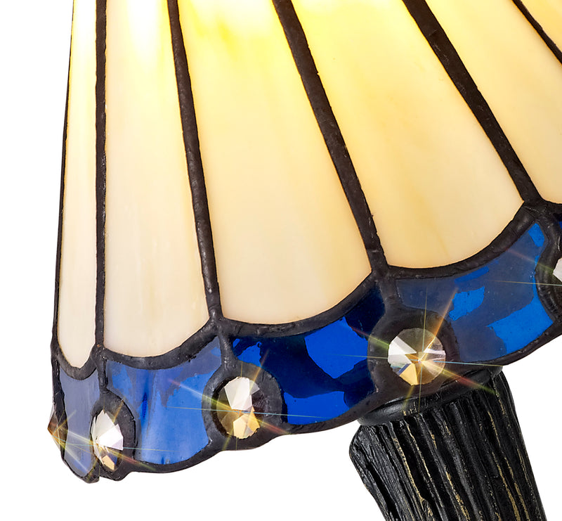 Regal Lighting SL-2064 1 Light Tiffany Table Lamp 15cm Cream And Blue With Clear Crystal Shade