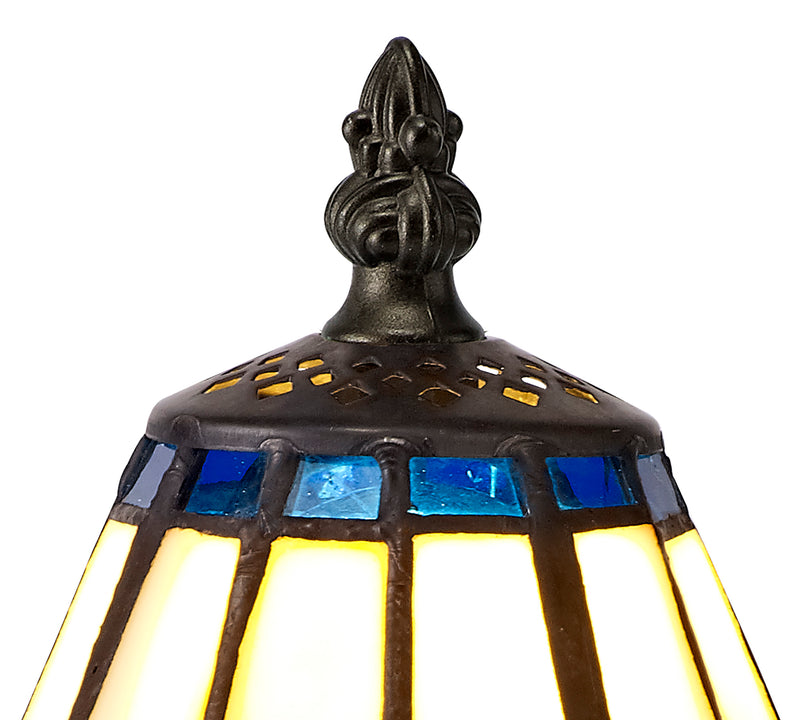 Regal Lighting SL-2064 1 Light Tiffany Table Lamp 15cm Cream And Blue With Clear Crystal Shade