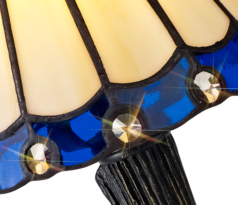 Regal Lighting SL-2064 1 Light Tiffany Table Lamp 15cm Cream And Blue With Clear Crystal Shade