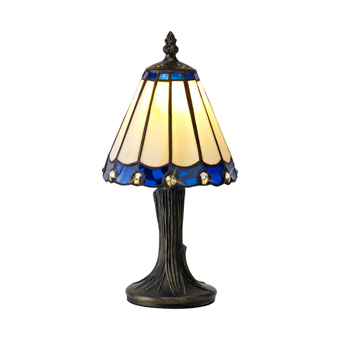 Regal Lighting SL-2064 1 Light Tiffany Table Lamp 15cm Cream And Blue With Clear Crystal Shade