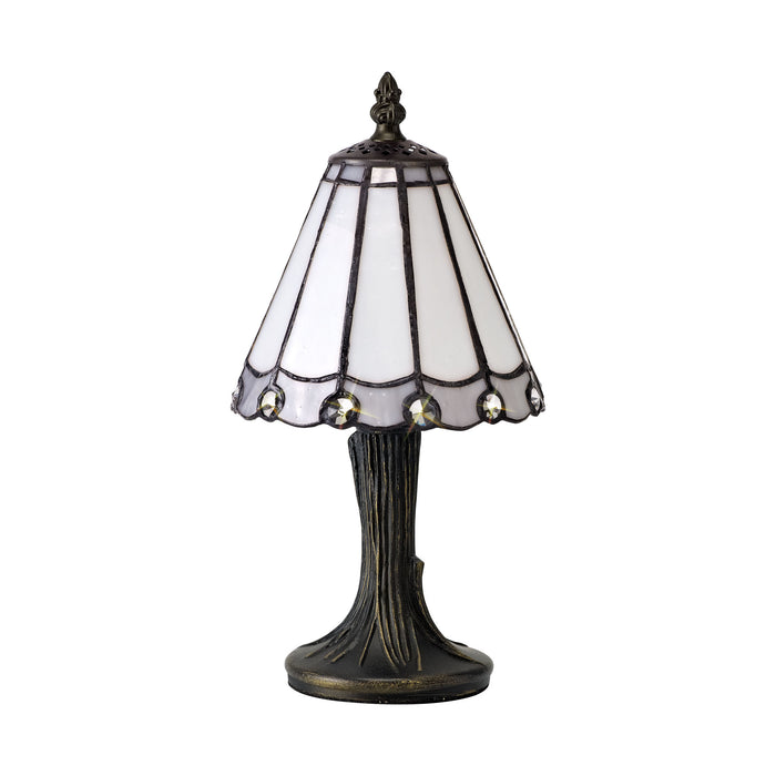 Regal Lighting SL-2063 1 Light Tiffany Table Lamp 15cm White And Grey With Clear Crystal Shade