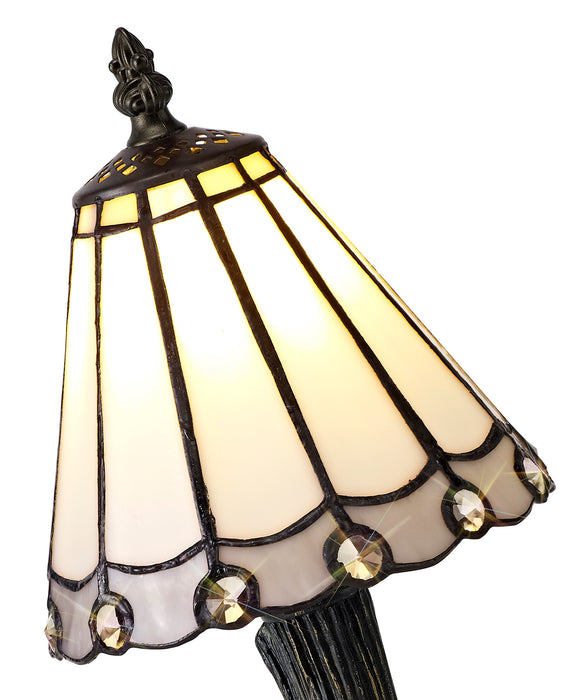 Regal Lighting SL-2063 1 Light Tiffany Table Lamp 15cm White And Grey With Clear Crystal Shade