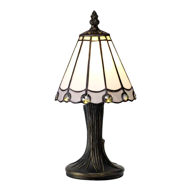 Regal Lighting SL-2063 1 Light Tiffany Table Lamp 15cm White And Grey With Clear Crystal Shade