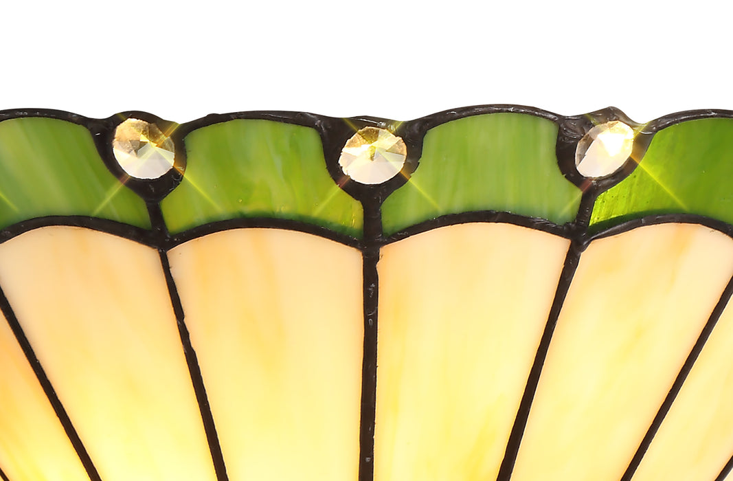 Regal Lighting SL-2055 Tiffany 2 Light Wall Uplighter Cream And Green With Clear Crystal Shade