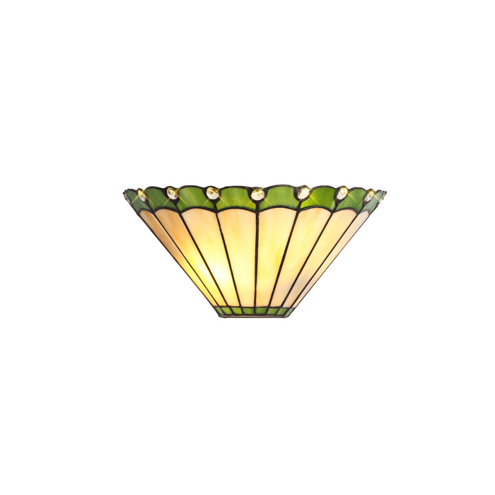 Regal Lighting SL-2055 Tiffany 2 Light Wall Uplighter Cream And Green With Clear Crystal Shade