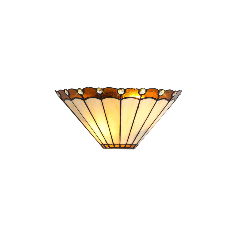 Regal Lighting SL-2052 Tiffany 2 Light Wall Uplighter Cream And Amber With Clear Crystal Shade