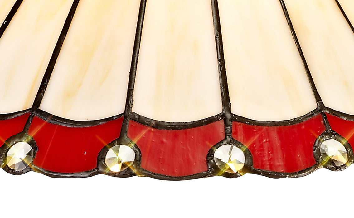 Regal Lighting SL-2051 Tiffany Easy Fit Uplighter Shade Cream And Red With Clear Crystal 30cm