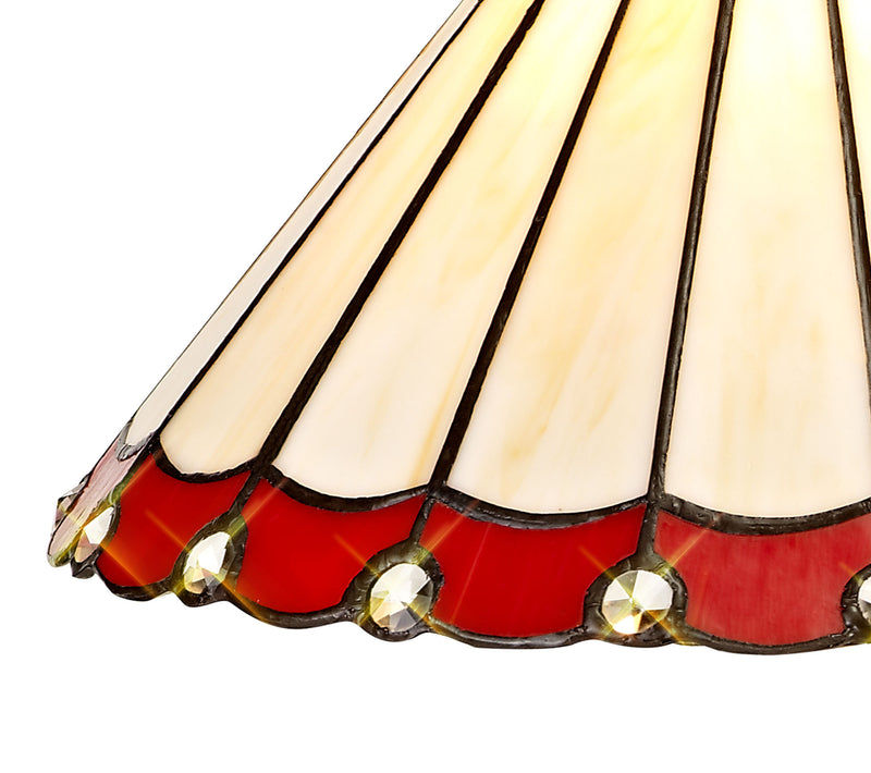Regal Lighting SL-2051 Tiffany Easy Fit Uplighter Shade Cream And Red With Clear Crystal 30cm