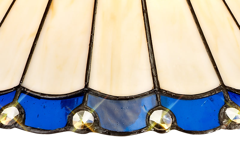 Regal Lighting SL-2048 Tiffany Easy Fit Uplighter Shade Cream And Blue With Clear Crystal 30cm