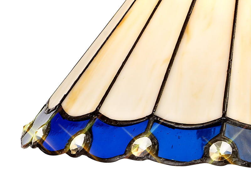 Regal Lighting SL-2048 Tiffany Easy Fit Uplighter Shade Cream And Blue With Clear Crystal 30cm