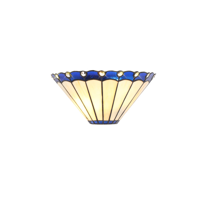 Regal Lighting SL-2046 Tiffany 2 Light Wall Uplighter Cream And Blue With Clear Crystal Shade