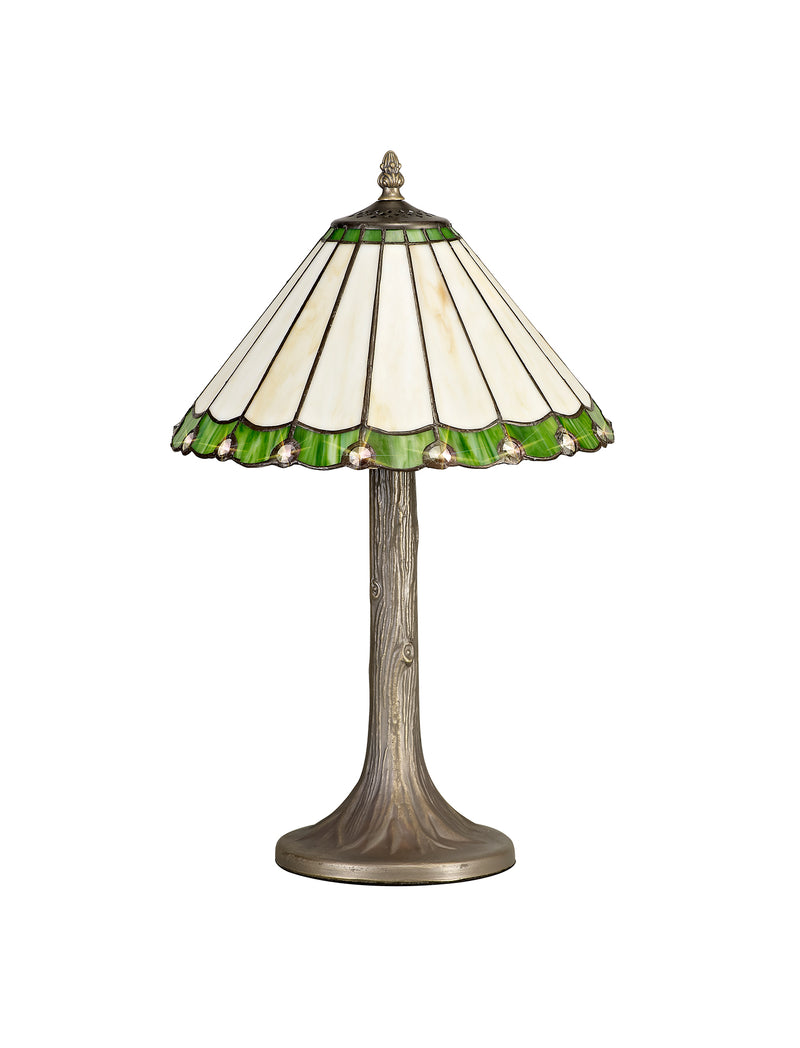 Regal Lighting SL-1247 1 Light Tree Tiffany Table Lamp 30cm Green And Cream With Clear Crystal Shade