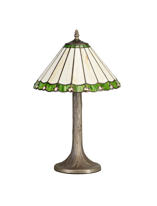 Regal Lighting SL-1247 1 Light Tree Tiffany Table Lamp 30cm Green And Cream With Clear Crystal Shade