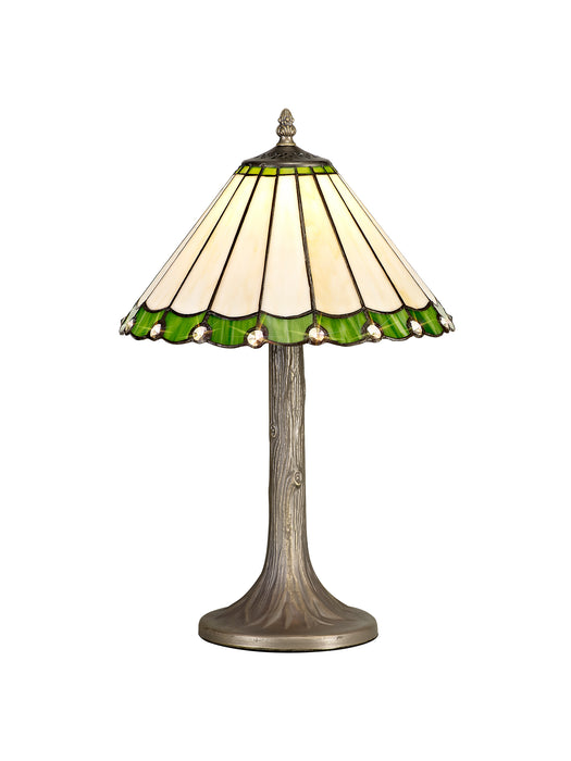 Regal Lighting SL-1247 1 Light Tree Tiffany Table Lamp 30cm Green And Cream With Clear Crystal Shade