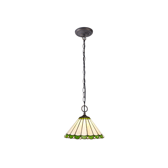 Regal Lighting SL-1243 2 Light 30cm Tiffany Pendant  Green And Cream With Clear Crystal Shade