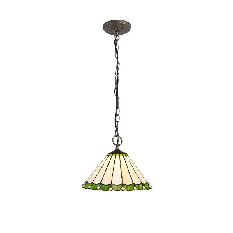 Regal Lighting SL-1242 3 Light 30cm Tiffany Pendant  Green And Cream With Clear Crystal Shade