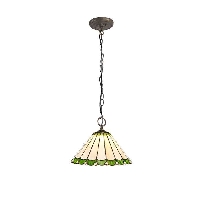 Regal Lighting SL-1242 3 Light 30cm Tiffany Pendant  Green And Cream With Clear Crystal Shade