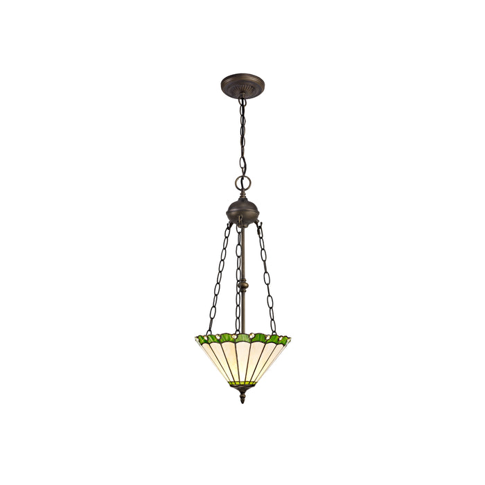 Regal Lighting SL-1239 2 Light 30cm Tiffany Uplighter Pendant Green And Cream With Clear Crystal Shade