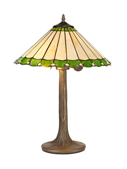 Regal Lighting SL-1237 2 Light Tree Tiffany Table Lamp 30cm Green And Cream With Clear Crystal Shade