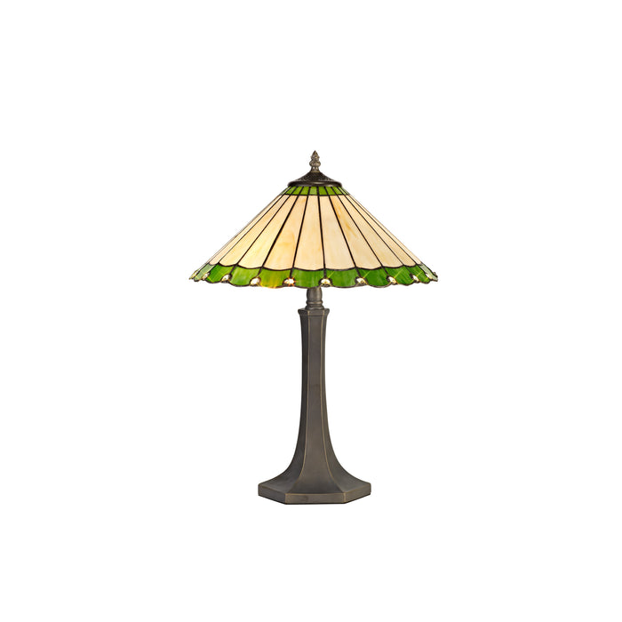 Regal Lighting SL-1235 2 Light Octagonal Tiffany Table Lamp 40cm Green And Cream With Clear Crystal Shade