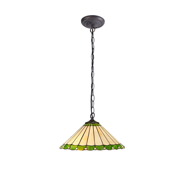 Regal Lighting SL-1234 1 Light 40cm Tiffany Pendant  Green And Cream With Clear Crystal Shade