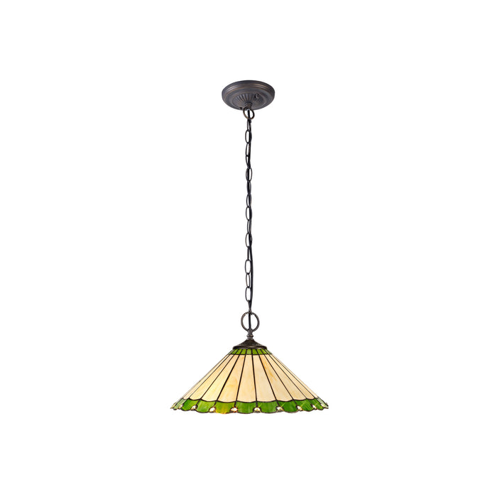 Regal Lighting SL-1233 2 Light 40cm Tiffany Pendant  Green And Cream With Clear Crystal Shade