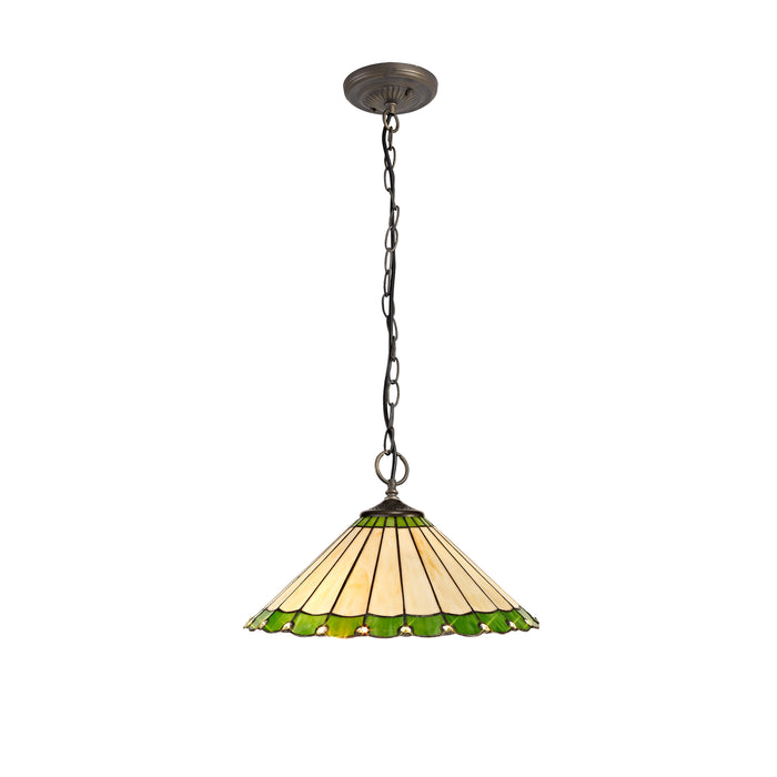 Regal Lighting SL-1232 3 Light 40cm Tiffany Pendant  Green And Cream With Clear Crystal Shade