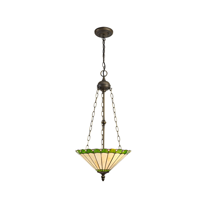 Regal Lighting SL-1230 3 Light 40cm Tiffany Uplighter Pendant Green And Cream With Clear Crystal Shade