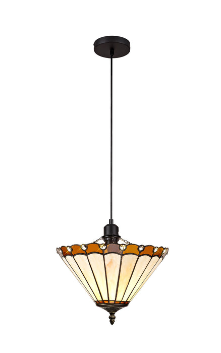 Regal Lighting SL-1226 1 Light 30cm Tiffany Uplighter Pendant  Amber And Cream With Clear Crystal Shade