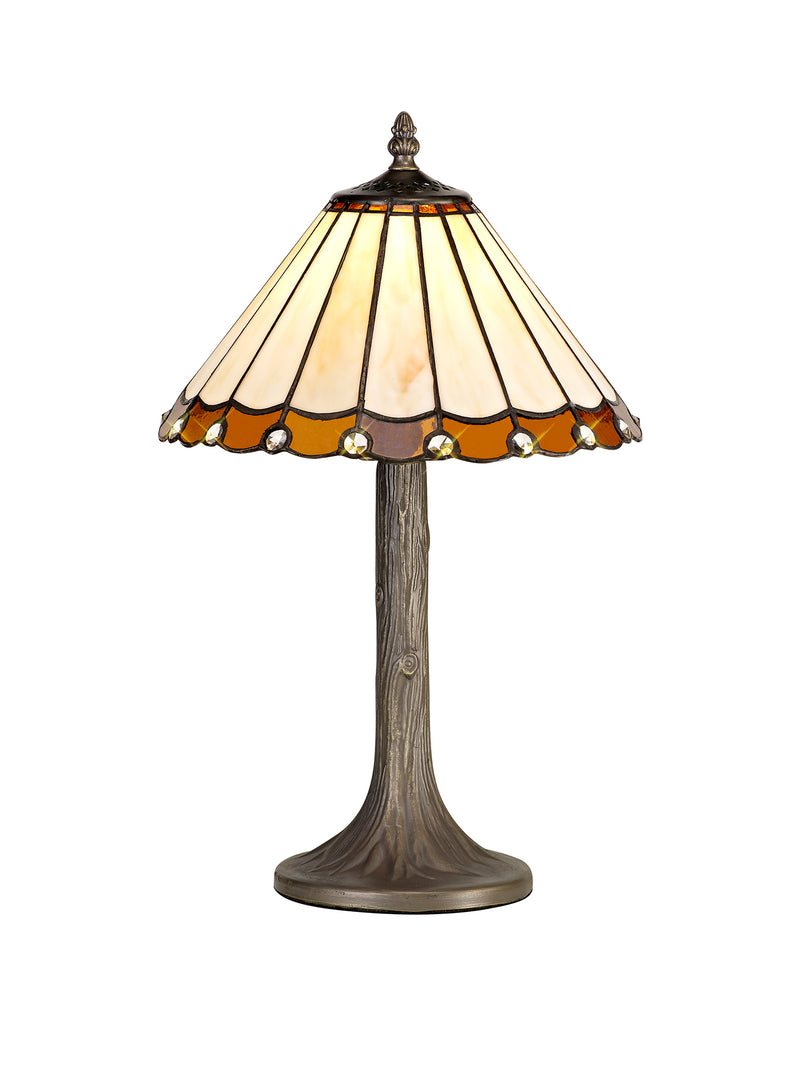 Regal Lighting SL-1225 1 Light Tree Tiffany Table Lamp 30cm Amber And Cream With Clear Crystal Shade