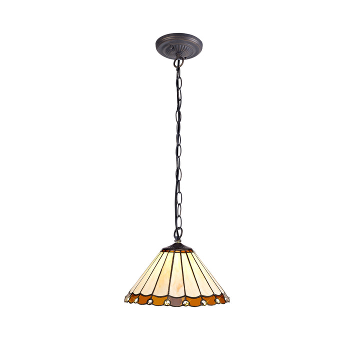 Regal Lighting SL-1222 1 Light 30cm Tiffany Pendant  Amber And Cream With Clear Crystal Shade