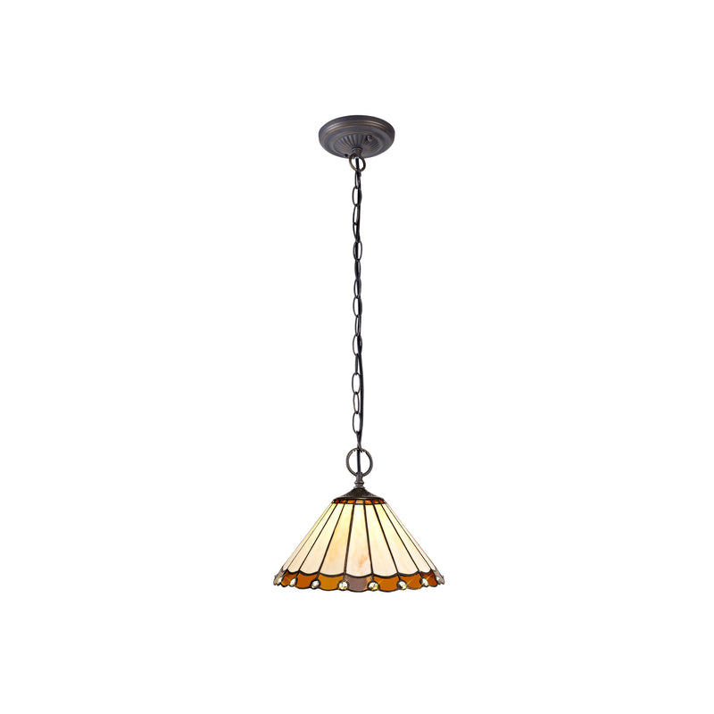 Regal Lighting SL-1221 2 Light 30cm Tiffany Pendant  Amber And Cream With Clear Crystal Shade