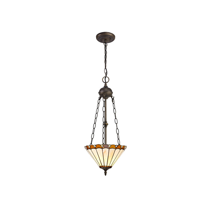 Regal Lighting SL-1217 2 Light 30cm Tiffany Uplighter Pendant Amber And Cream With Clear Crystal Shade