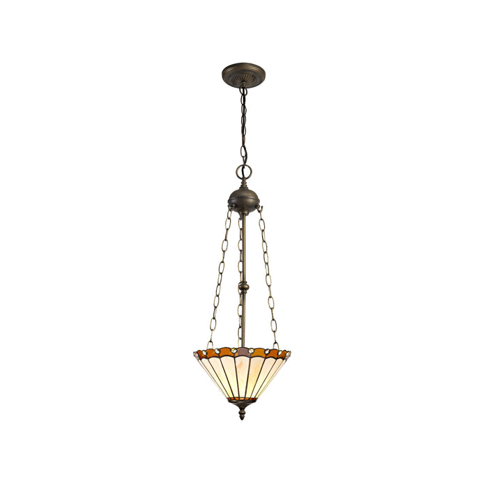 Regal Lighting SL-1216 3 Light 30cm Tiffany Uplighter Pendant Amber And Cream With Clear Crystal Shade