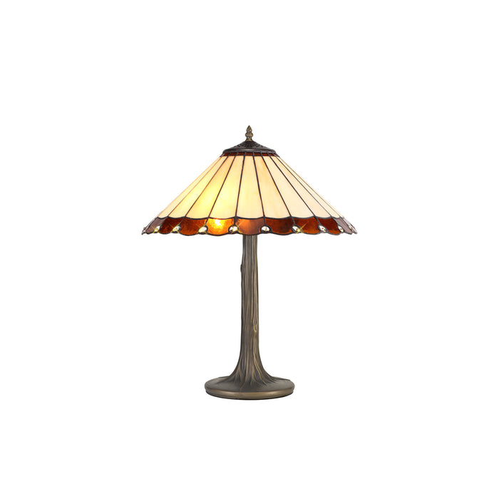 Regal Lighting SL-1215 2 Light Tree Tiffany Table Lamp 40cm Amber And Cream With Clear Crystal Shade