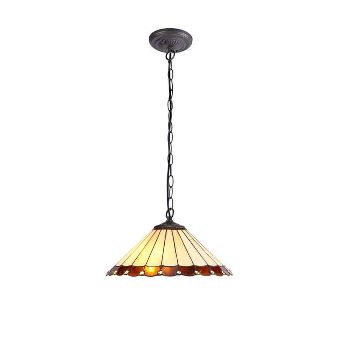 Regal Lighting SL-1212 1 Light 40cm Tiffany Pendant  Amber And Cream With Clear Crystal Shade