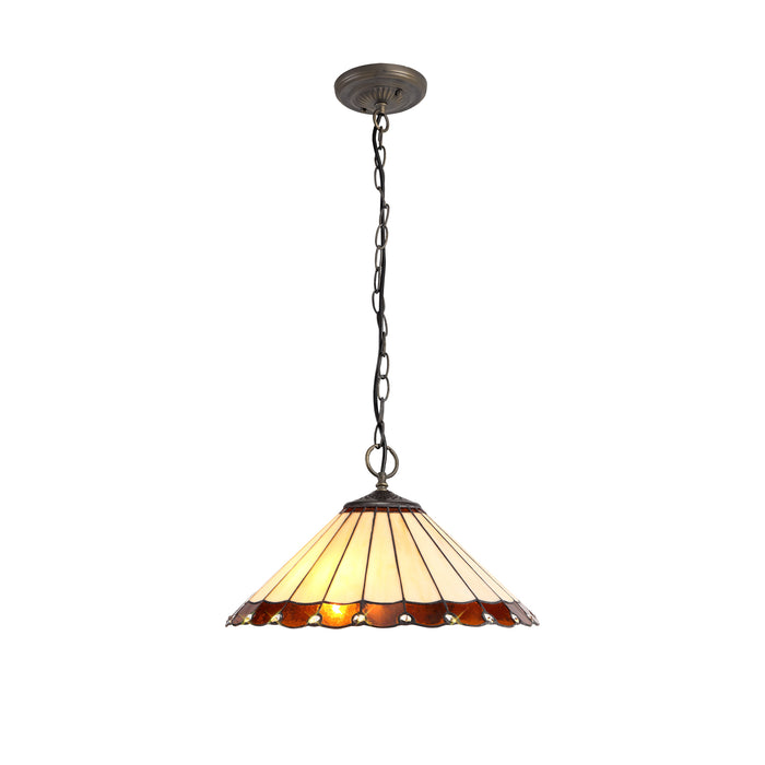 Regal Lighting SL-1210 3 Light 40cm Tiffany Pendant  Amber And Cream With Clear Crystal Shade