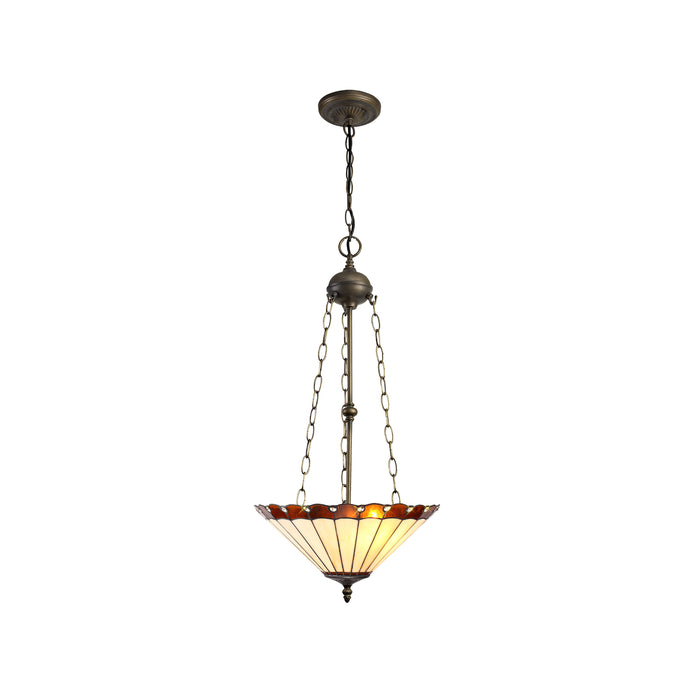 Regal Lighting SL-1208 3 Light 40cm Tiffany Uplighter Pendant Amber And Cream With Clear Crystal Shade