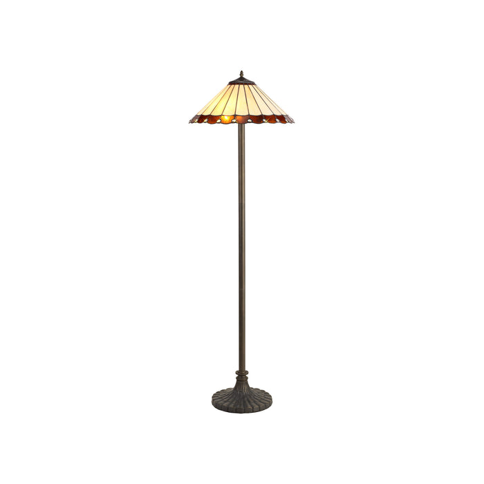 Regal Lighting SL-1205 2 Light Stepped Tiffany Floor Lamp 40cm Cream And Amber With Clear Crystal Shade